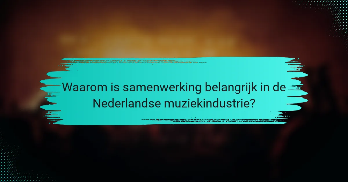 Waarom is samenwerking belangrijk in de Nederlandse muziekindustrie?