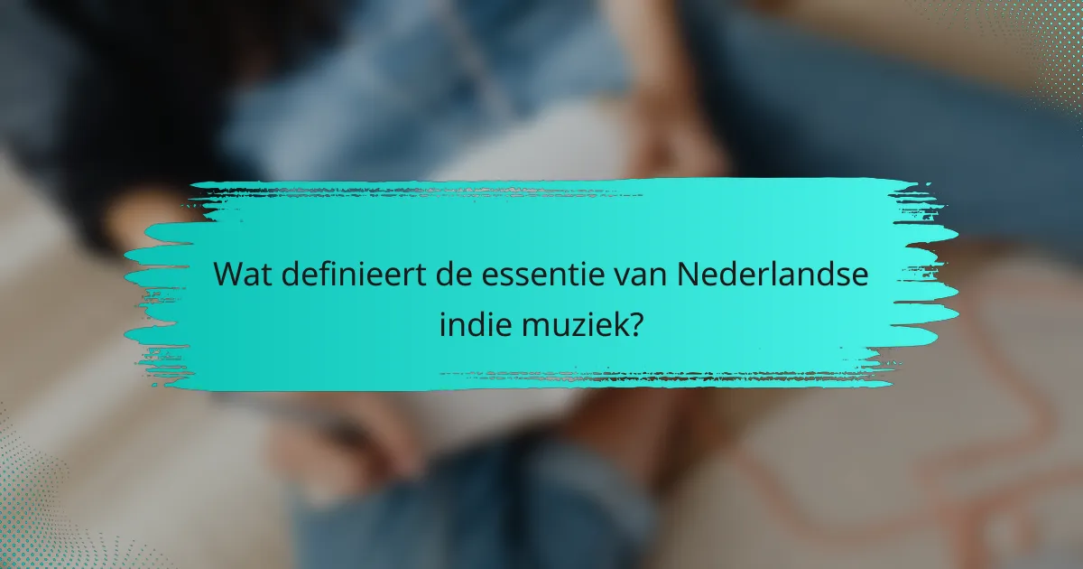Wat definieert de essentie van Nederlandse indie muziek?